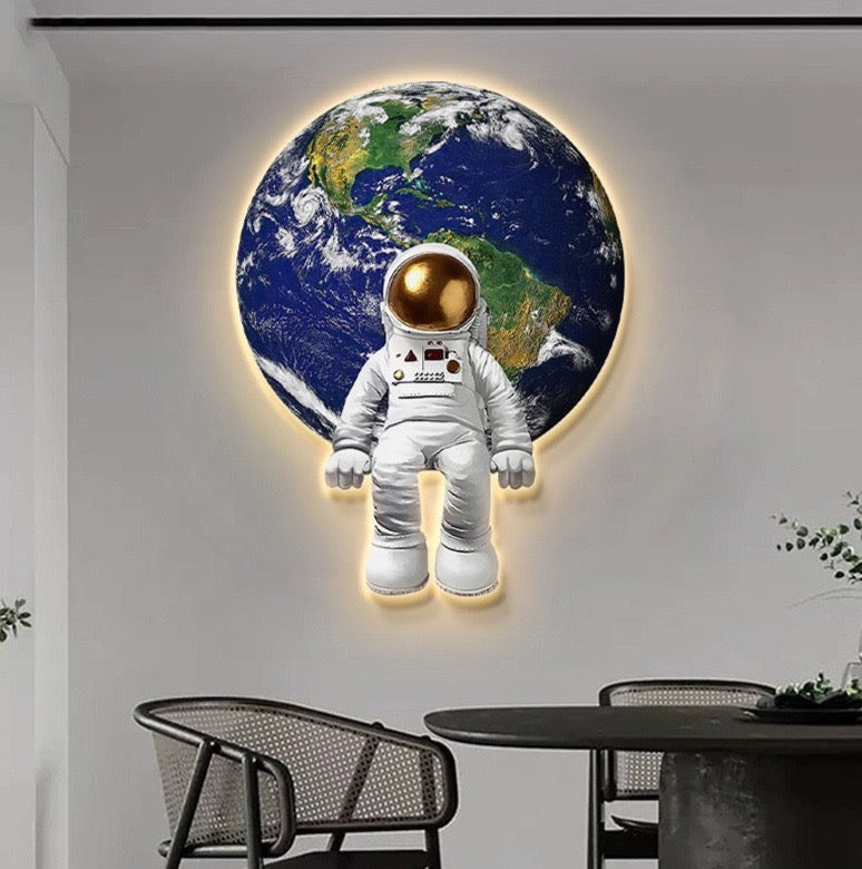Earth Astronaut Wall Light