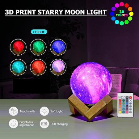 17 cm ORIGINAL 3D Moon Lamp USB Rechargeable With Remote Control 16 Colors Touch Control