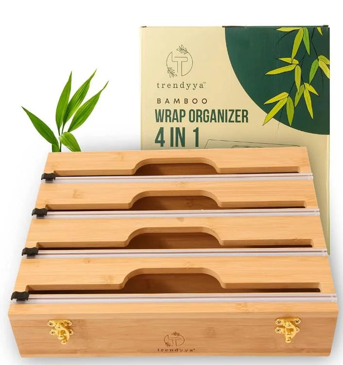 Bamboo Wrapping 4-in-1 Bamboo Wrap Dispenser with Cutter and Labels – Ahammashop