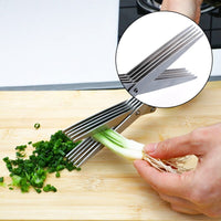 Thumbnail for 5 Layers Kitchen Scissors Stainless Steel Minced Scallion Shredded Herb Rosemary Chopped Cutter Tool Cut green onion vegetables
