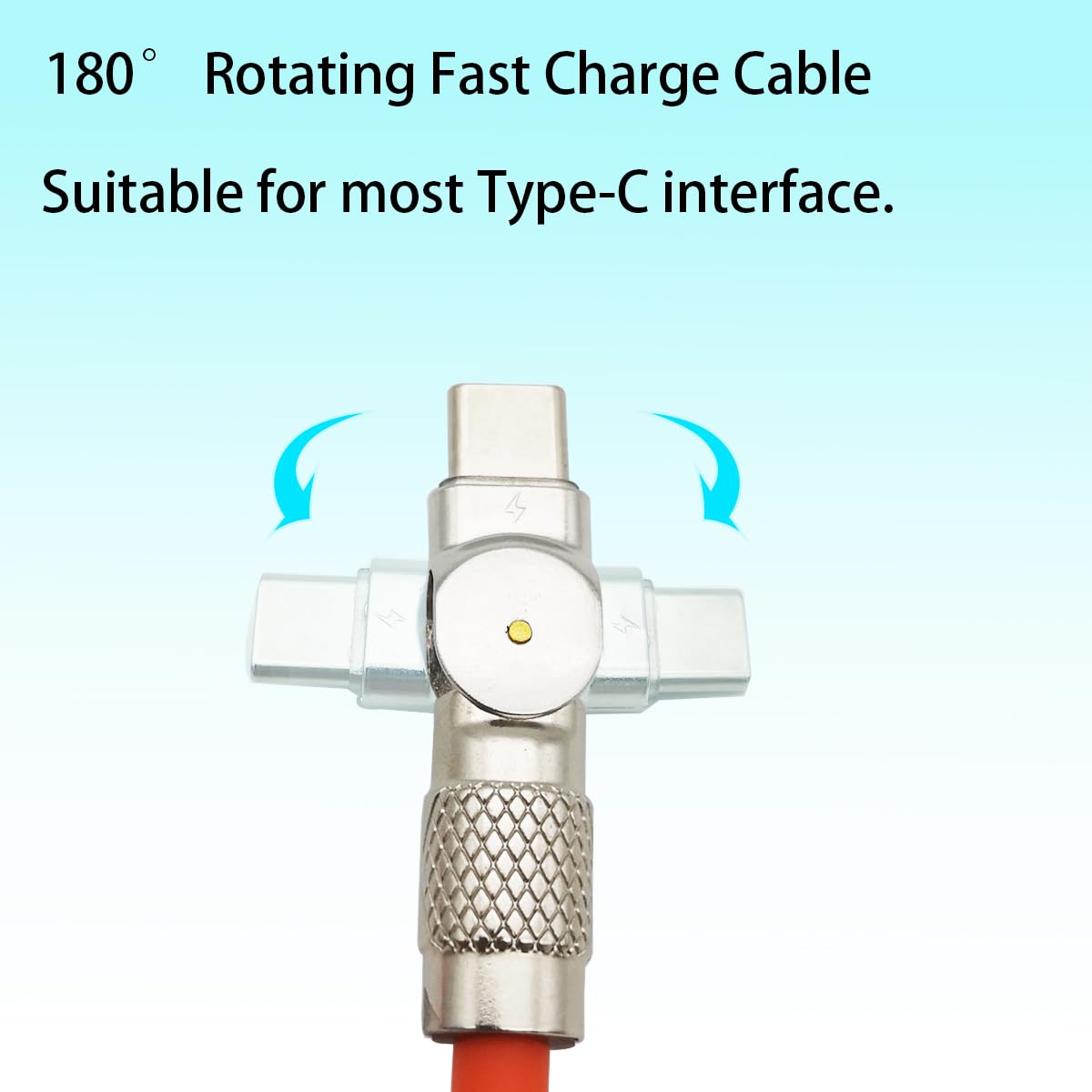 1 meter USB C Zinc Alloy Elbow Cable 180° Rotatable Type C Fast Charging