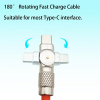 Thumbnail for 1 meter USB C Zinc Alloy Elbow Cable 180° Rotatable Type C Fast Charging