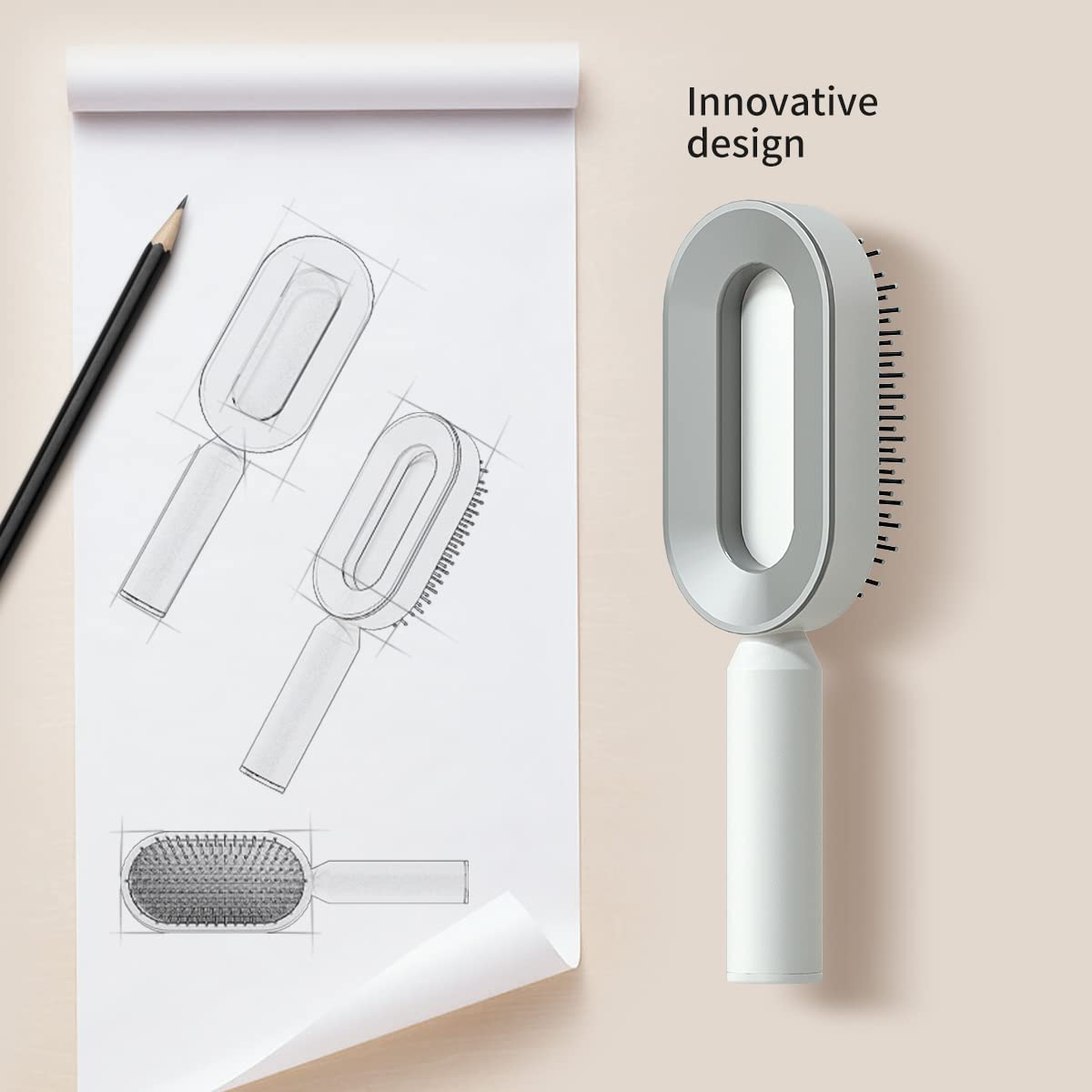 RHOS Detangling Paddle Cushion Brush with Holder
