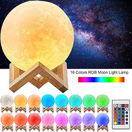 17 cm ORIGINAL 3D Moon Lamp USB Rechargeable With Remote Control 16 Colors Touch Control