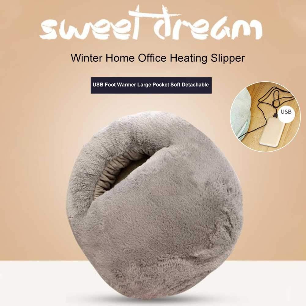 Winter USB Foot Warmer Soft Detachable Large Pocket Heating Slipper