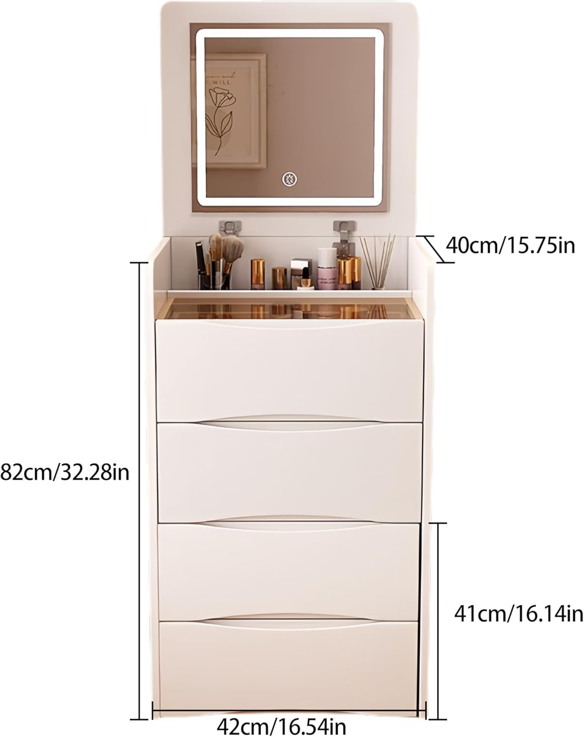 Vanity Desk with Flip Top Mirror and Lights Makeup Table with 3 Drawers and Stool Storage