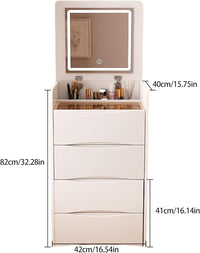 Thumbnail for Vanity Desk with Flip Top Mirror and Lights Makeup Table with 3 Drawers and Stool Storage