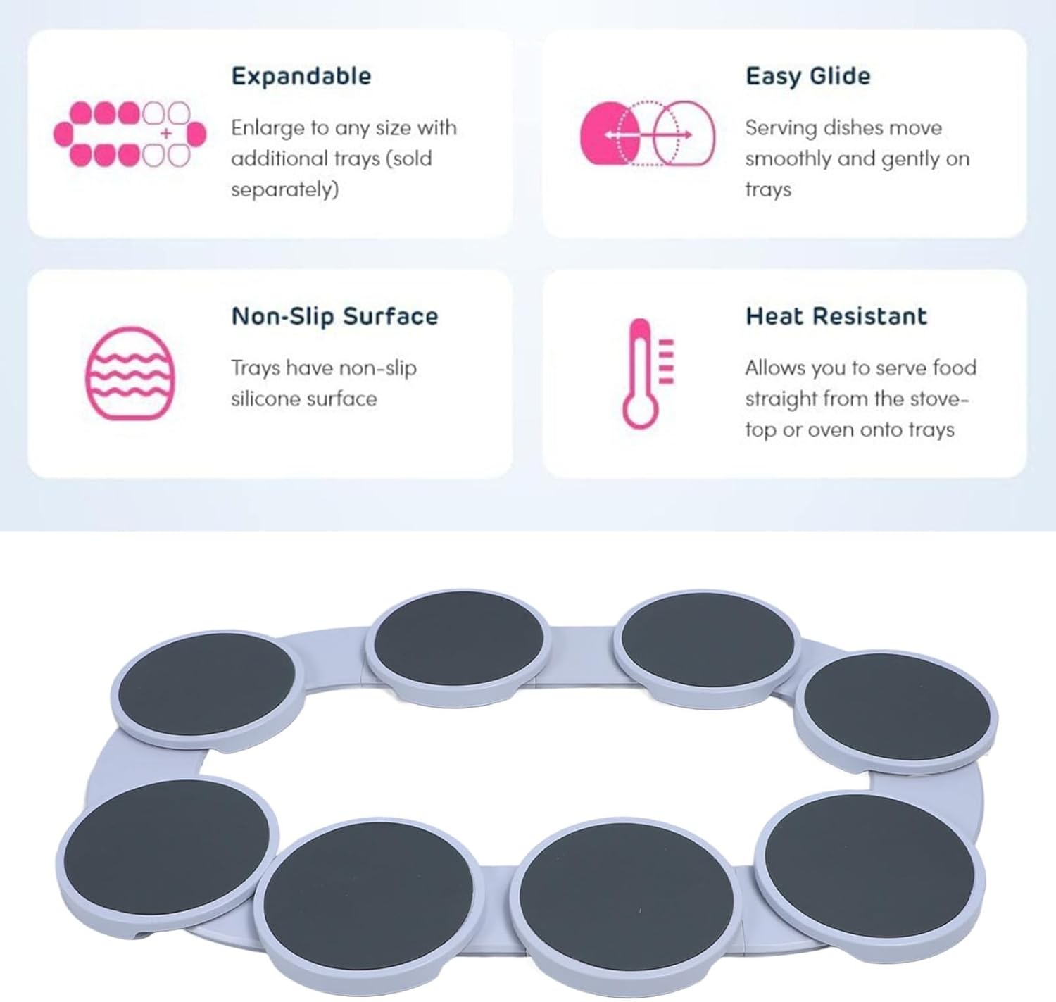 8 Dish Rotating Serving Tray Dining Table Extending Tableware