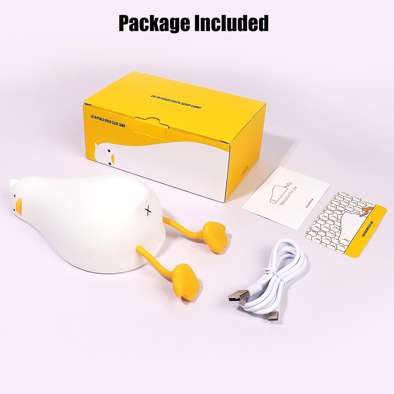 Lying Flat Duck Night Light USB Rechargeable LED