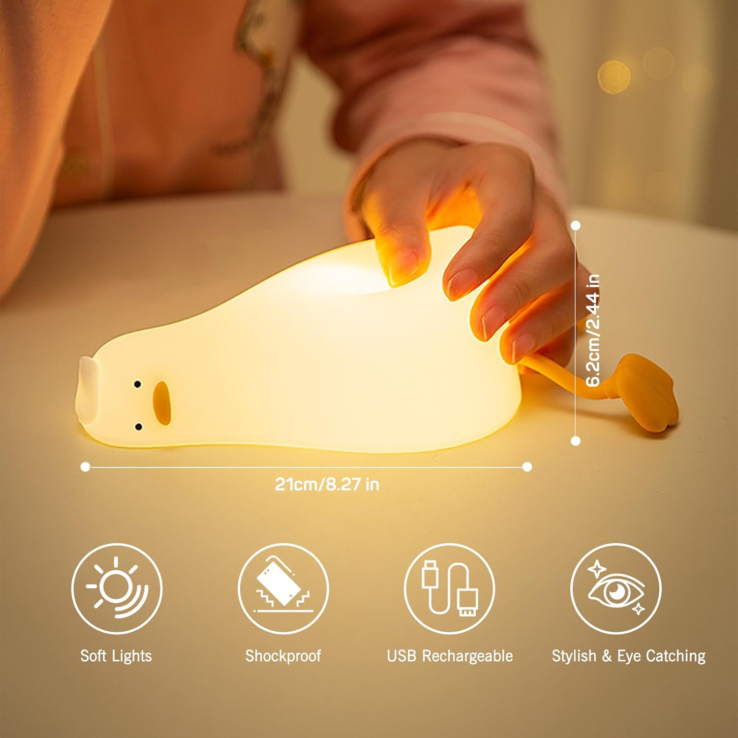 Lying Flat Duck Night Light USB Rechargeable LED