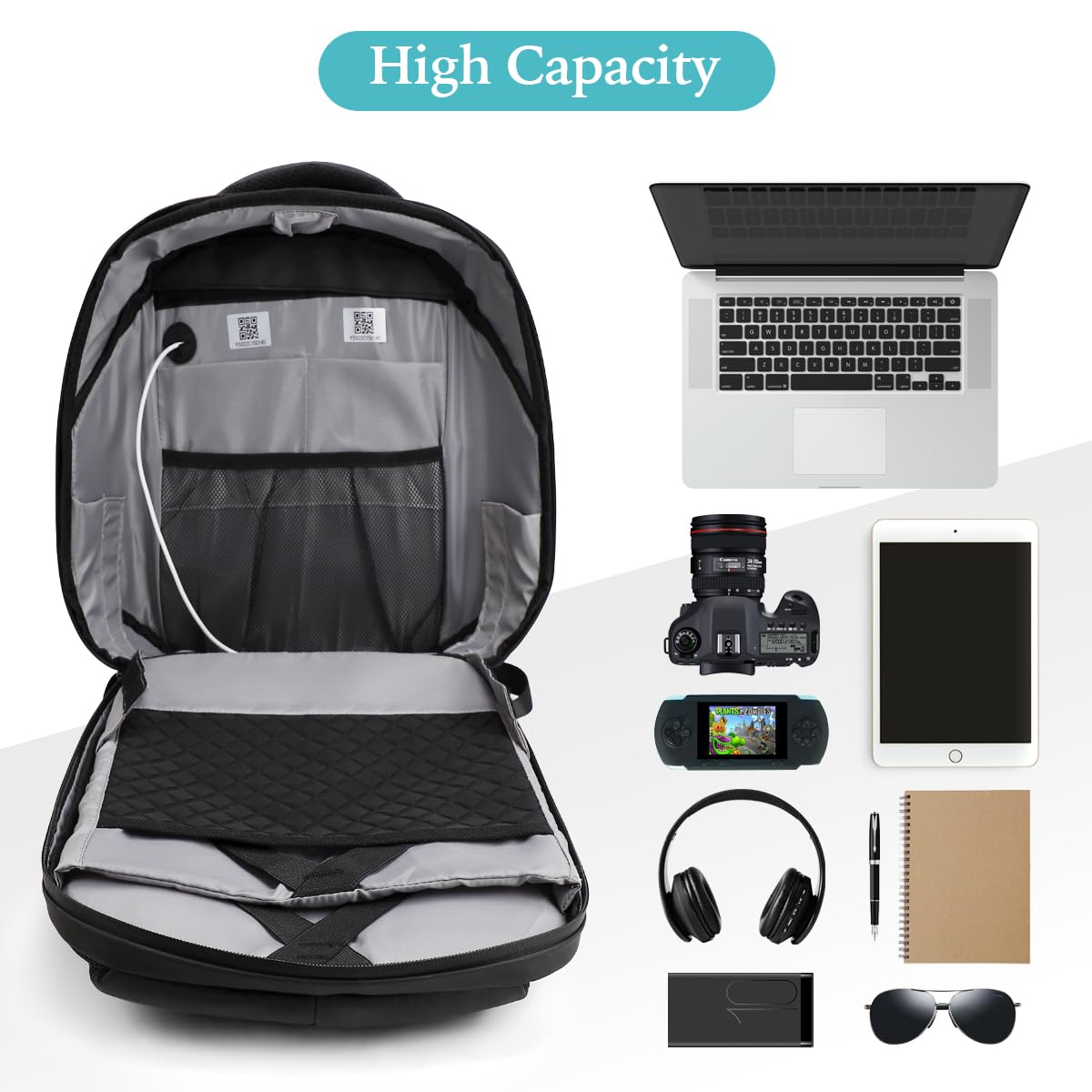 LED Backpack with DIY Programming for Motorcycle Travel and Camping 15.6 inches
