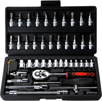 Thumbnail for 46 Pieces Ratchet Set Metric Tool Kit 1/4 Inch Wrench Handle Tool Set