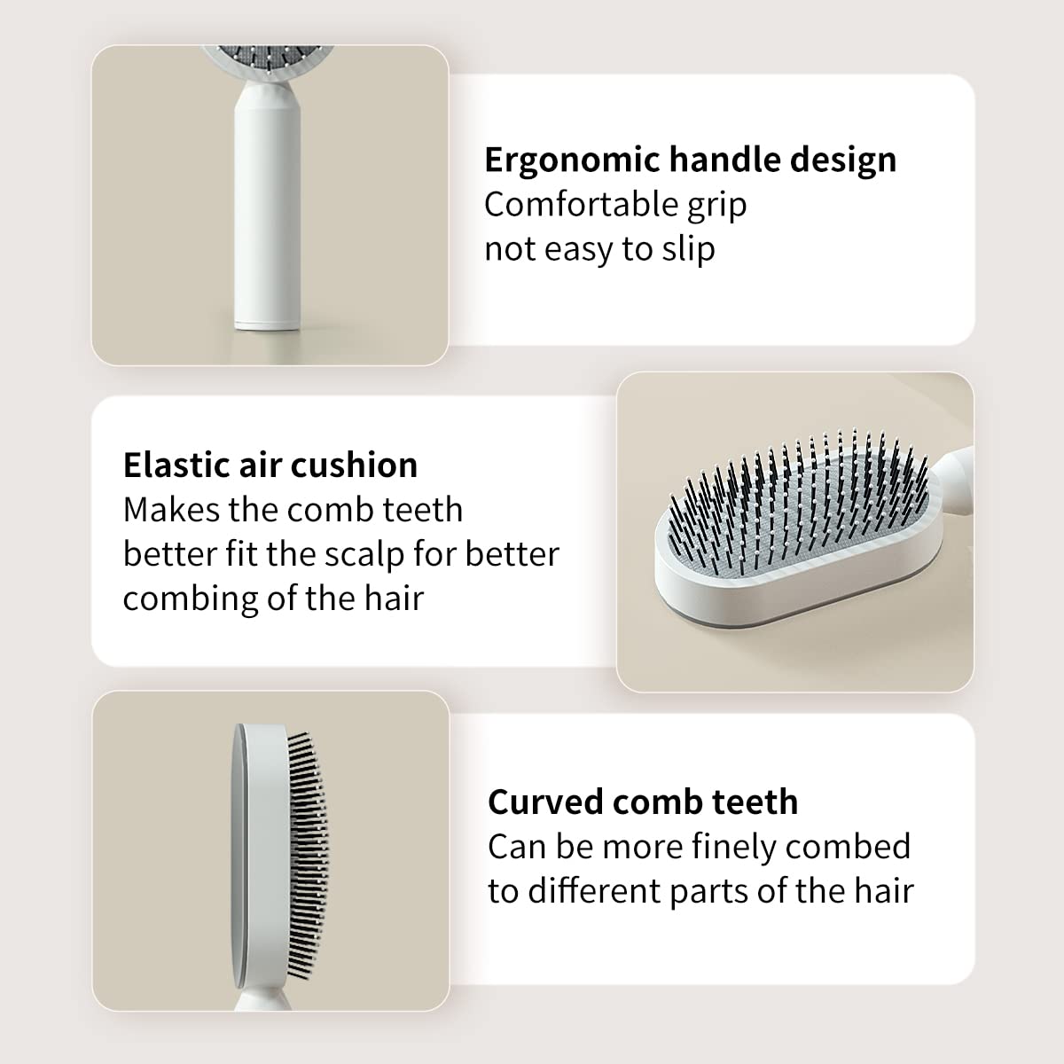 RHOS Detangling Paddle Cushion Brush with Holder