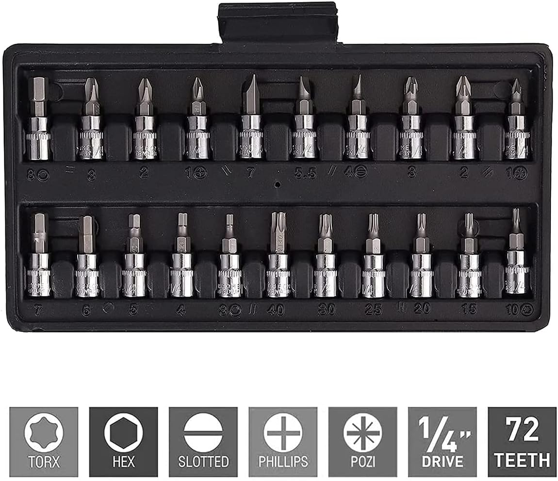 46 Pieces Ratchet Set Metric Tool Kit 1/4 Inch Wrench Handle Tool Set