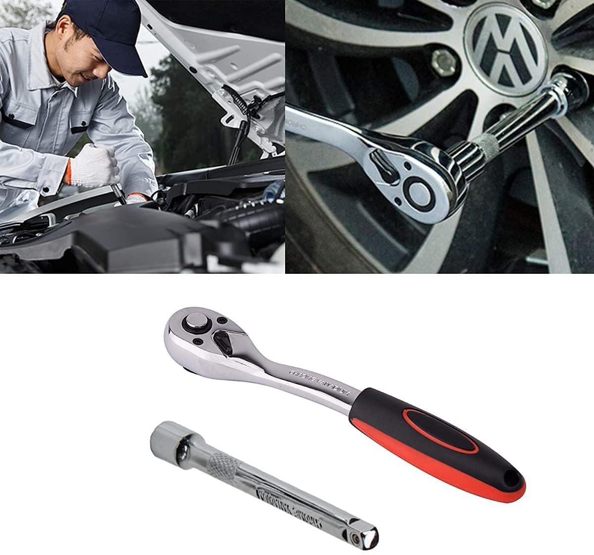46 Pieces Ratchet Set Metric Tool Kit 1/4 Inch Wrench Handle Tool Set