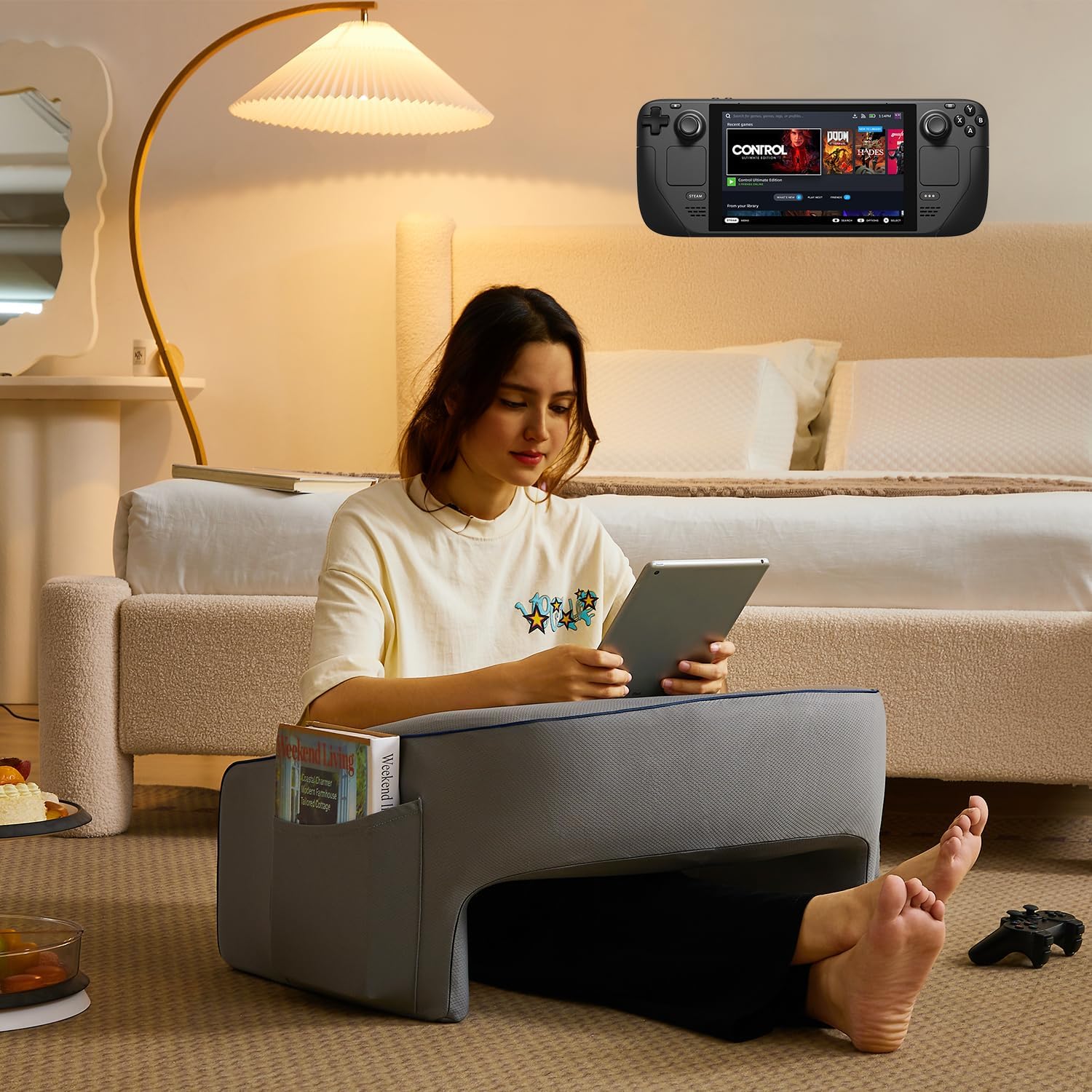 Original  High-Density Sponge Arm Rest Pillow for Reading, Working, Playing Steam Deck