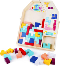 Thumbnail for 40pcs Wooden Puzzle Blocks Puzzle Intelligence Toy Set Creative 3D Russian Blocks Game Toy