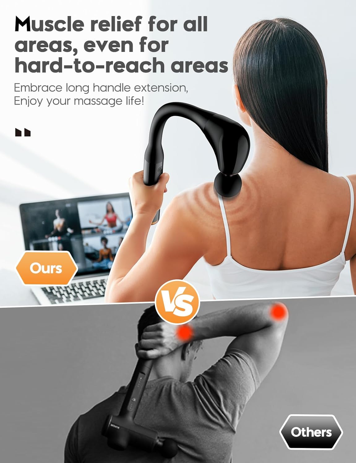 ELEVANZA Original Massage Gun with Upgraded Extension Handle