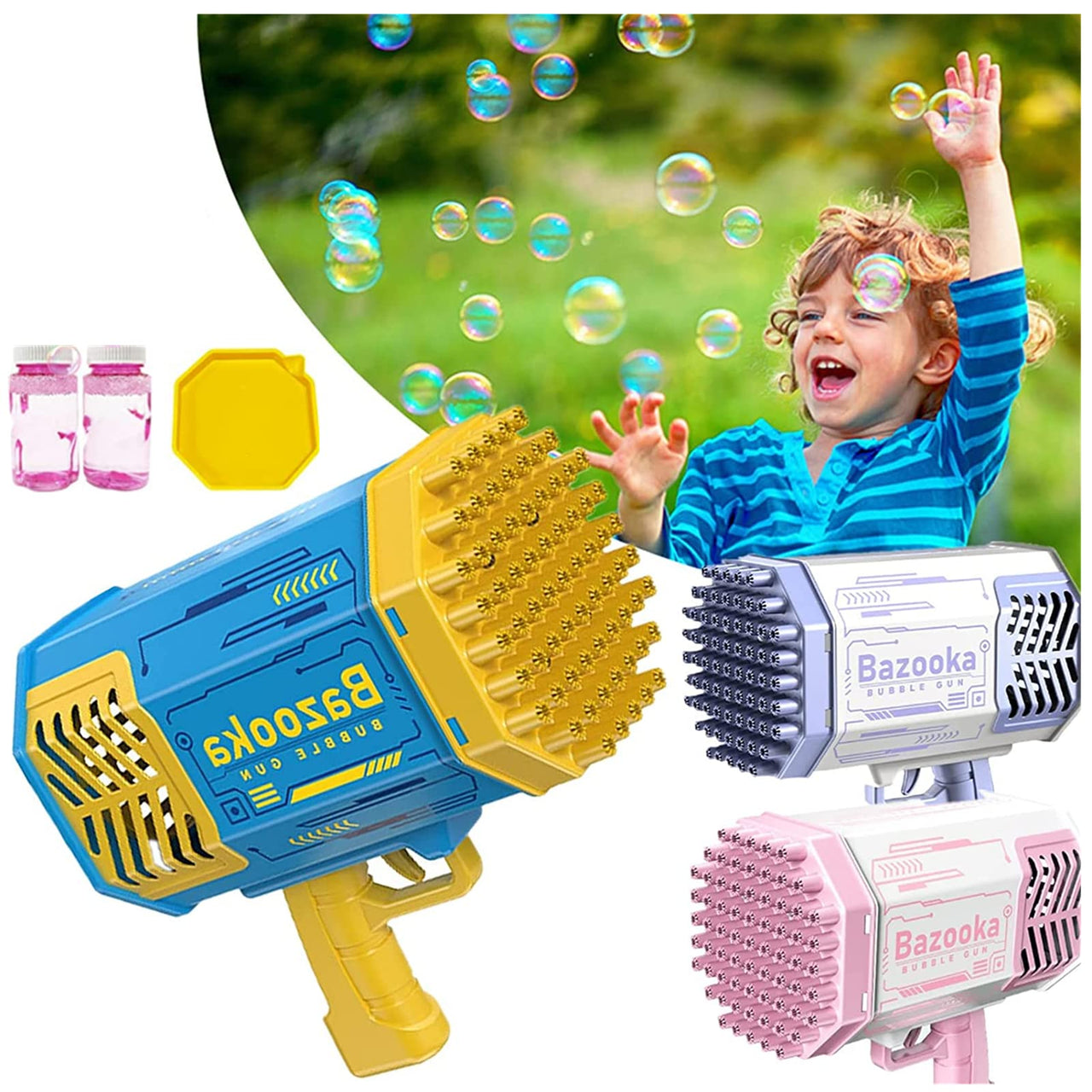 Bubble Machine Gun 69 Holes Rechargeable 1200 Mah With Extra Soap Bott ...