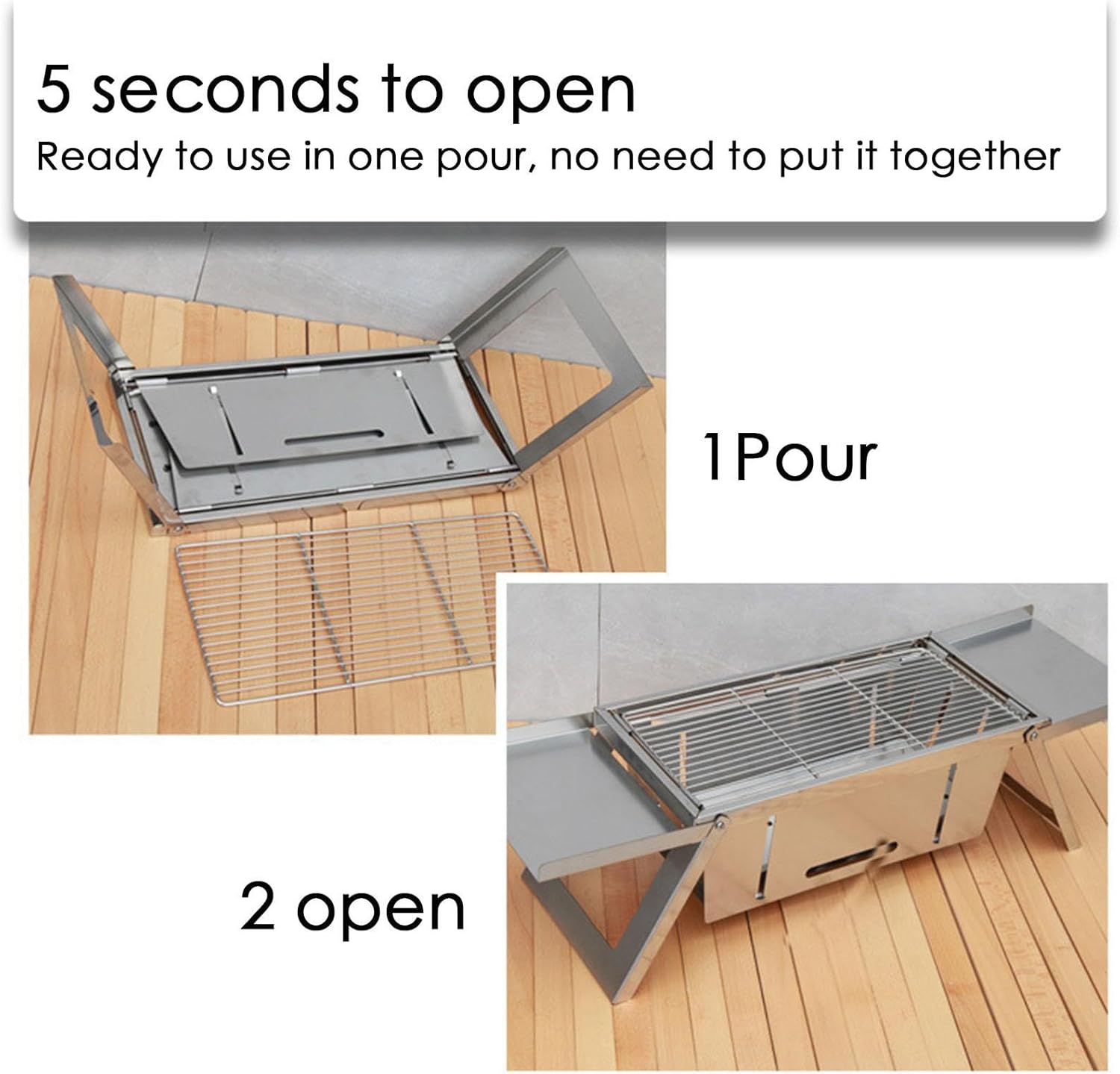 BBQ Barbecue Grill Outdoor, Portable Folding Charcoal Barbecue, Stainless Steel Small Barbeque Grill for Camping Picnic Terrace Travel