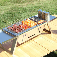 Thumbnail for BBQ Barbecue Grill Outdoor, Portable Folding Charcoal Barbecue, Stainless Steel Small Barbeque Grill for Camping Picnic Terrace Travel