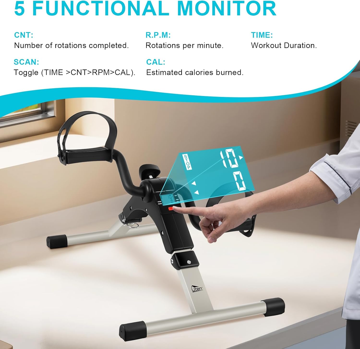 Folding Pedal Exerciser Mini Exercise Bikes Arm and Leg Exercise Peddler Machine