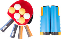 Thumbnail for Portable Ping Pong Paddle Set with Retractable Net, 4 Paddles, 6 Balls, and Carrying Case