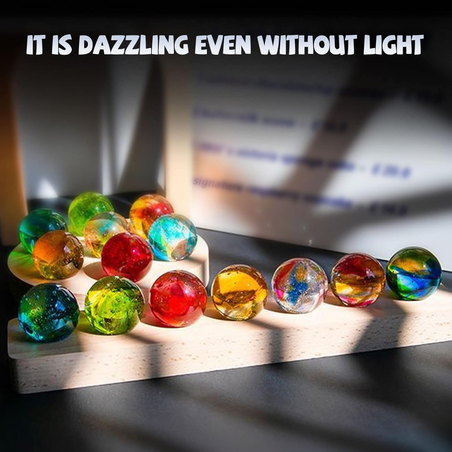 Glass Crystal Ball with Wood LED Lights Base 7 Balls