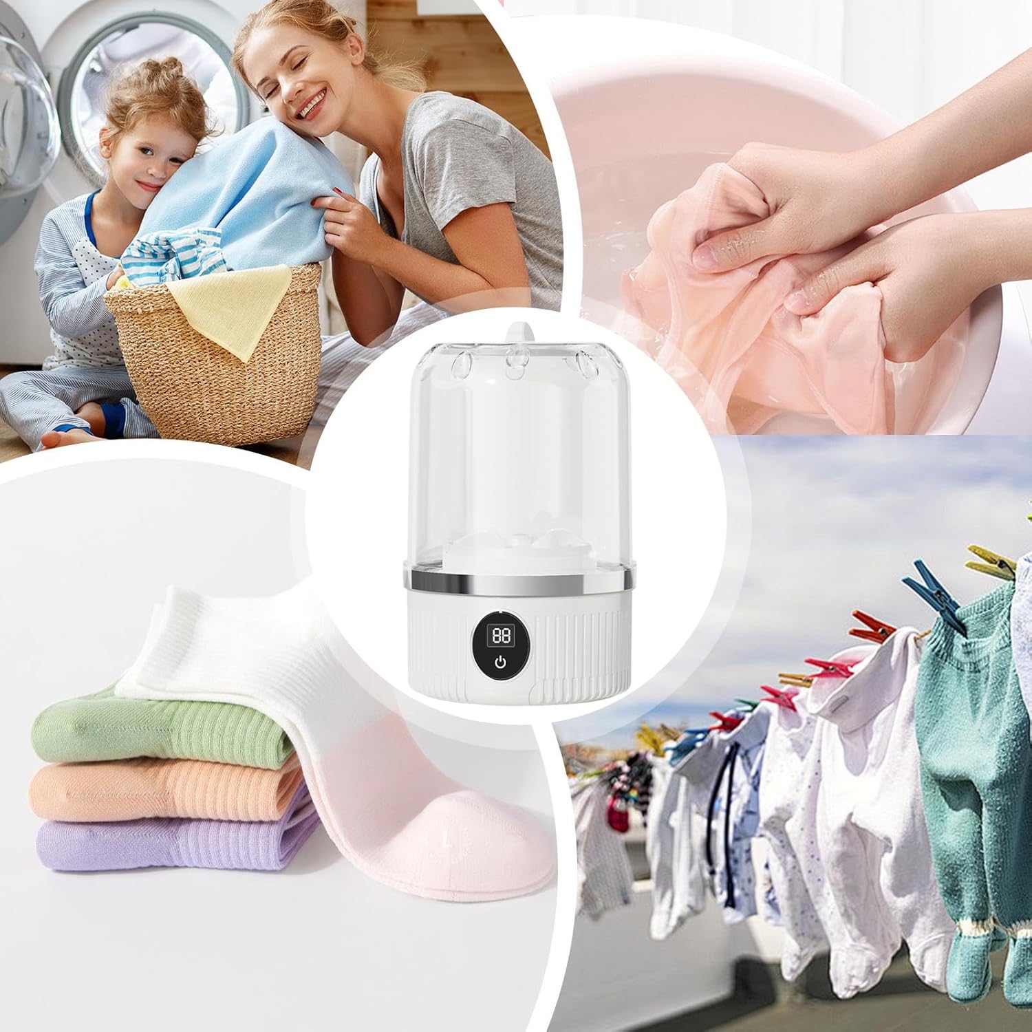 Sock Washing Machine | Baby Washing Machine | Compact Cordless Electric Automatic Device For Underwear Socks Student Dorm