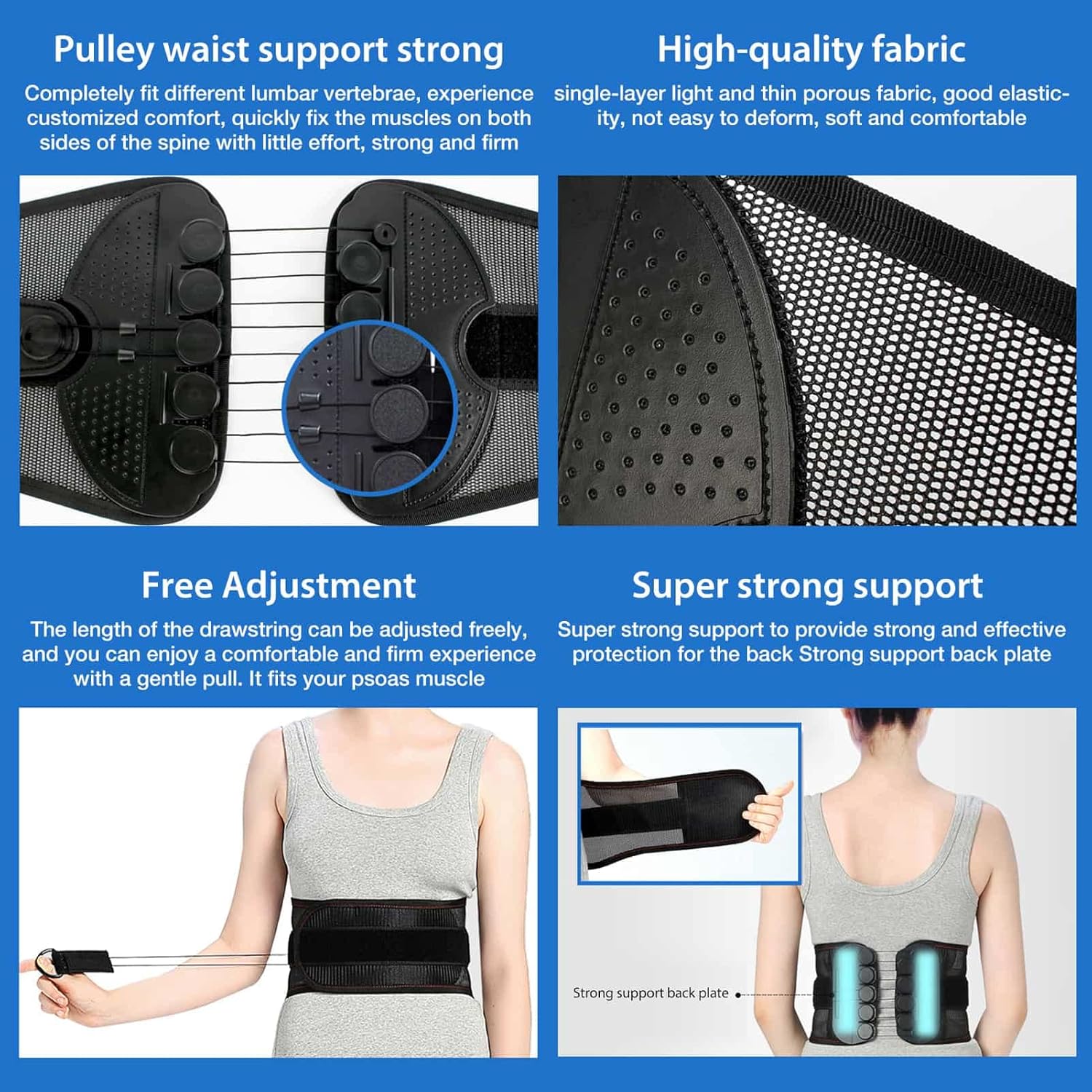 Back Support for Lower Back Pain Relief, Breathable Mesh Design with Lumbar Padding - Adjustable Support Brand: Voiakiu