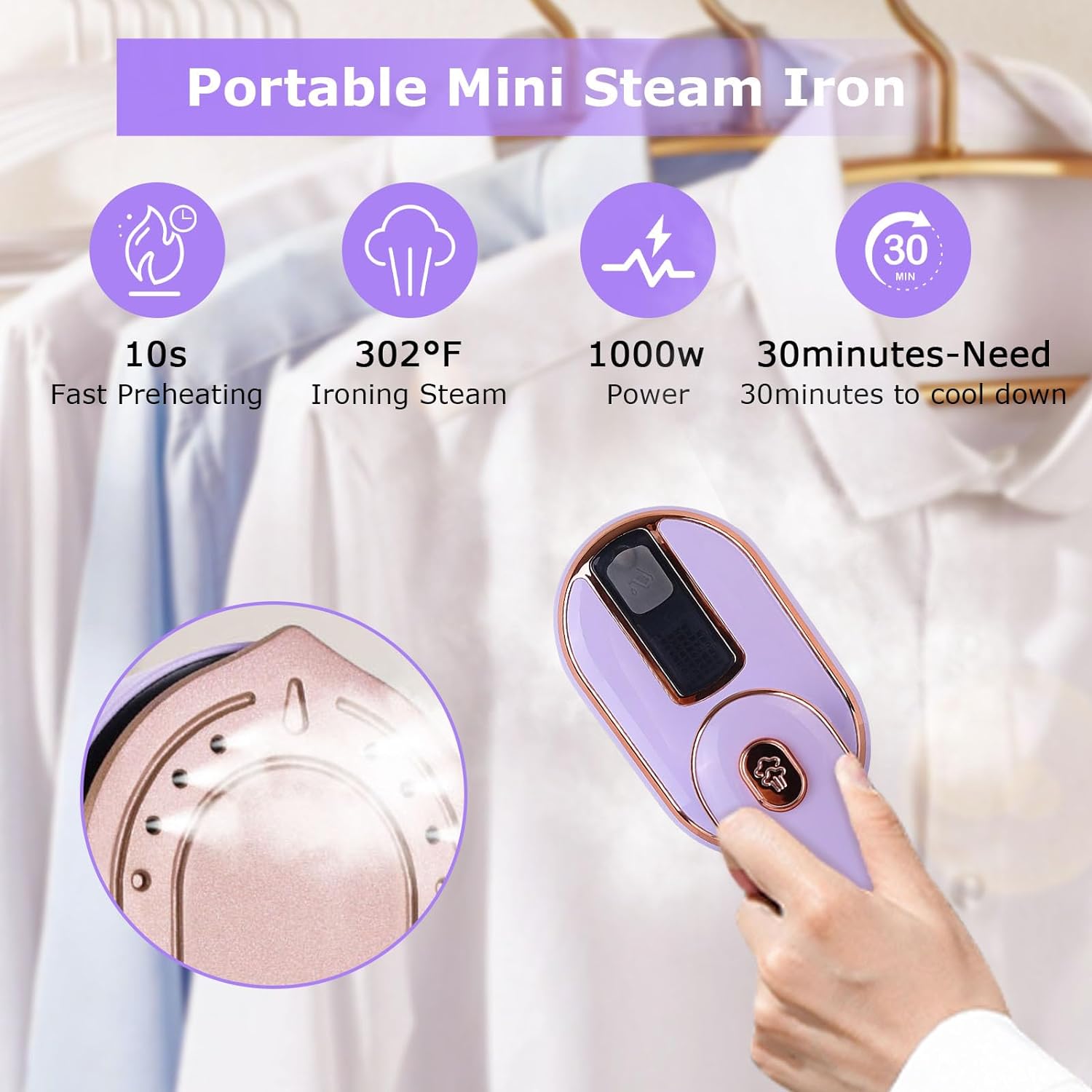Rotatable Smart Mini Portable Mini Handheld Steam Iron