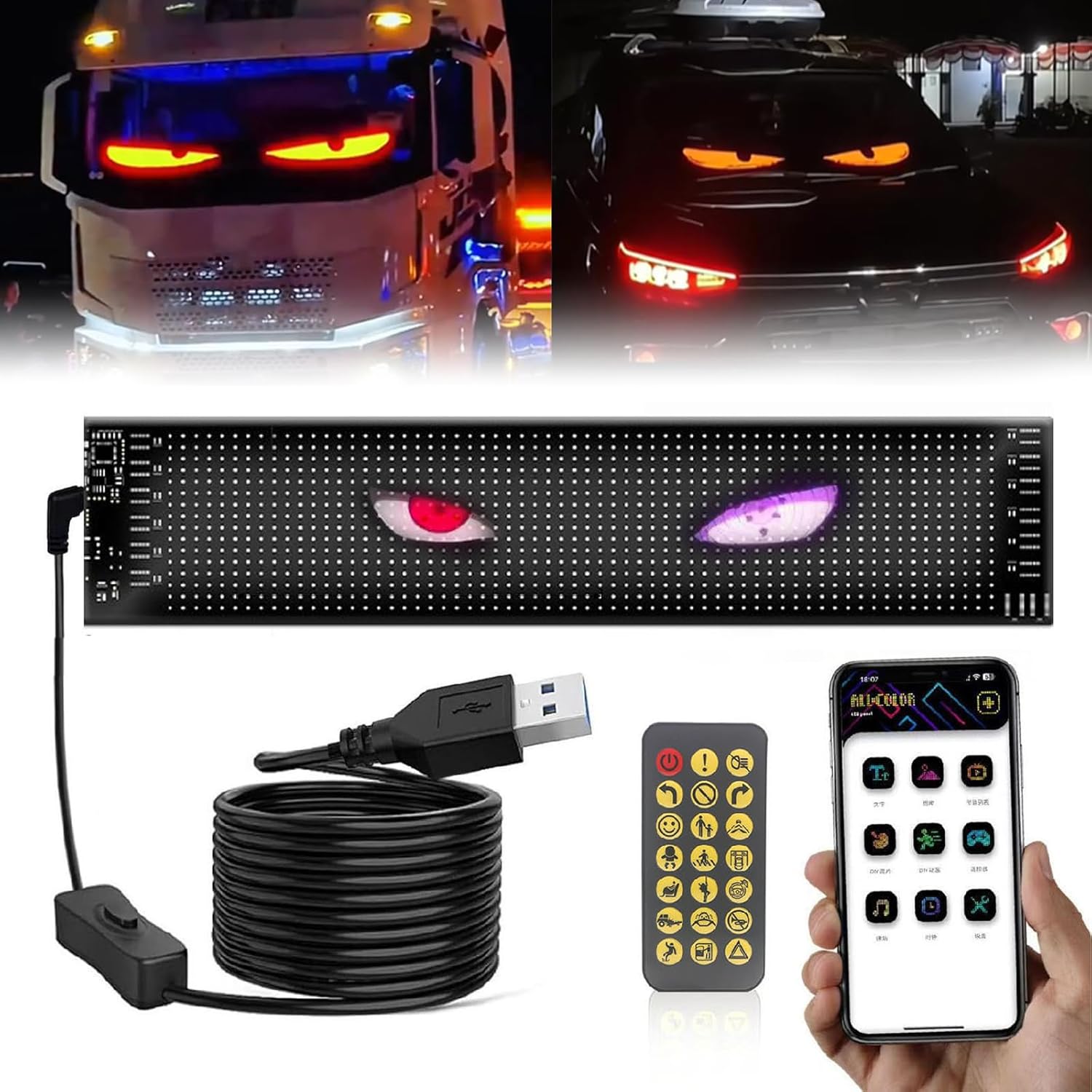 Blazexel Eyes Light for Cars Dynamic LED Smart 374 x 92 mm