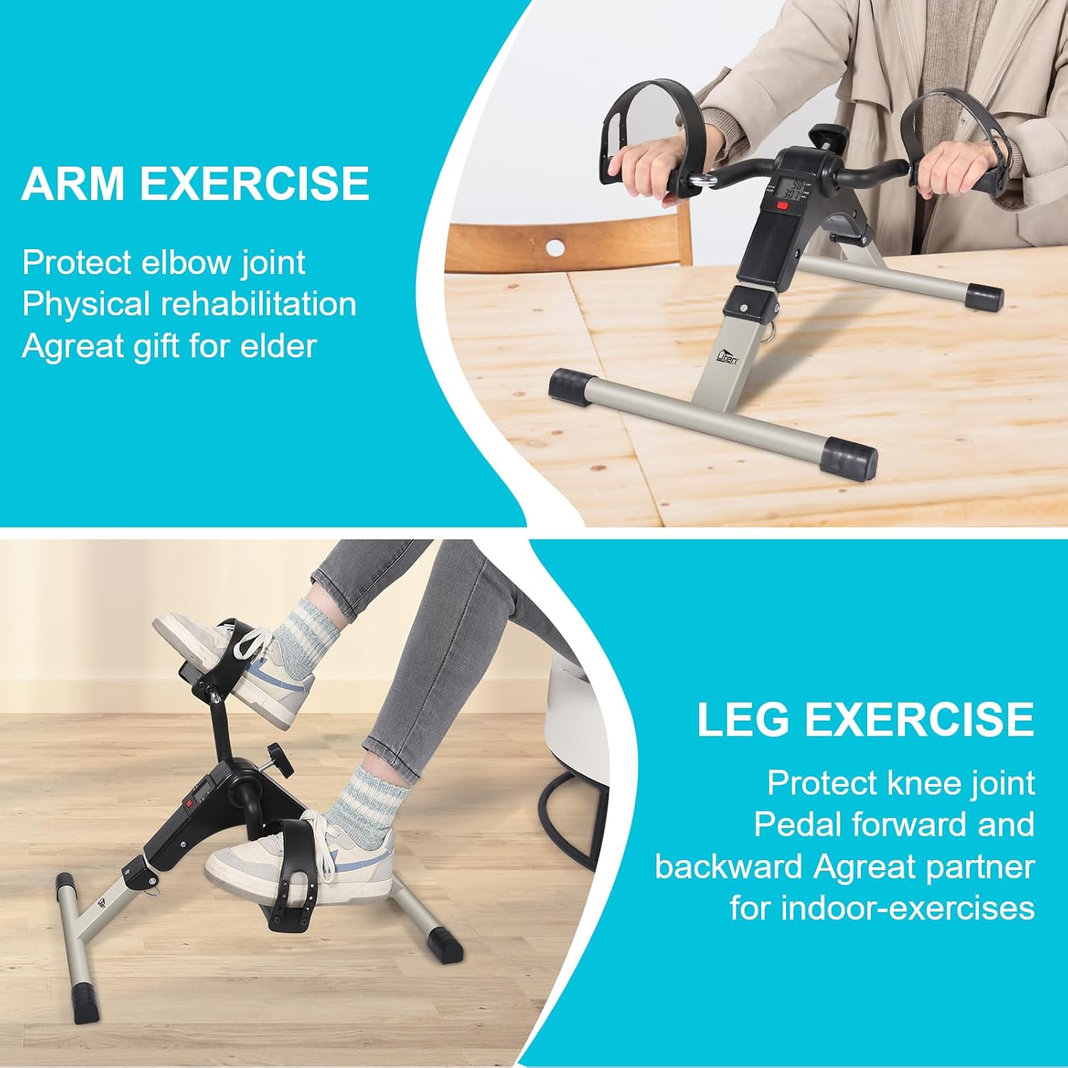 Folding Pedal Exerciser Mini Exercise Bikes Arm and Leg Exercise Peddler Machine