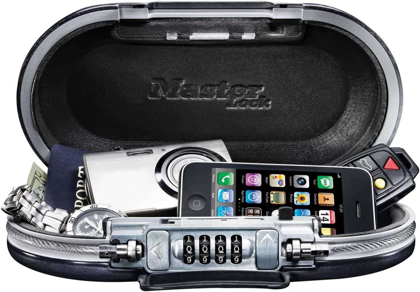 MASTER LOCK Mini Portable Safe With Cable] [Combination] [Black] 5900EURD - Keep your belongings safe when you are on the go