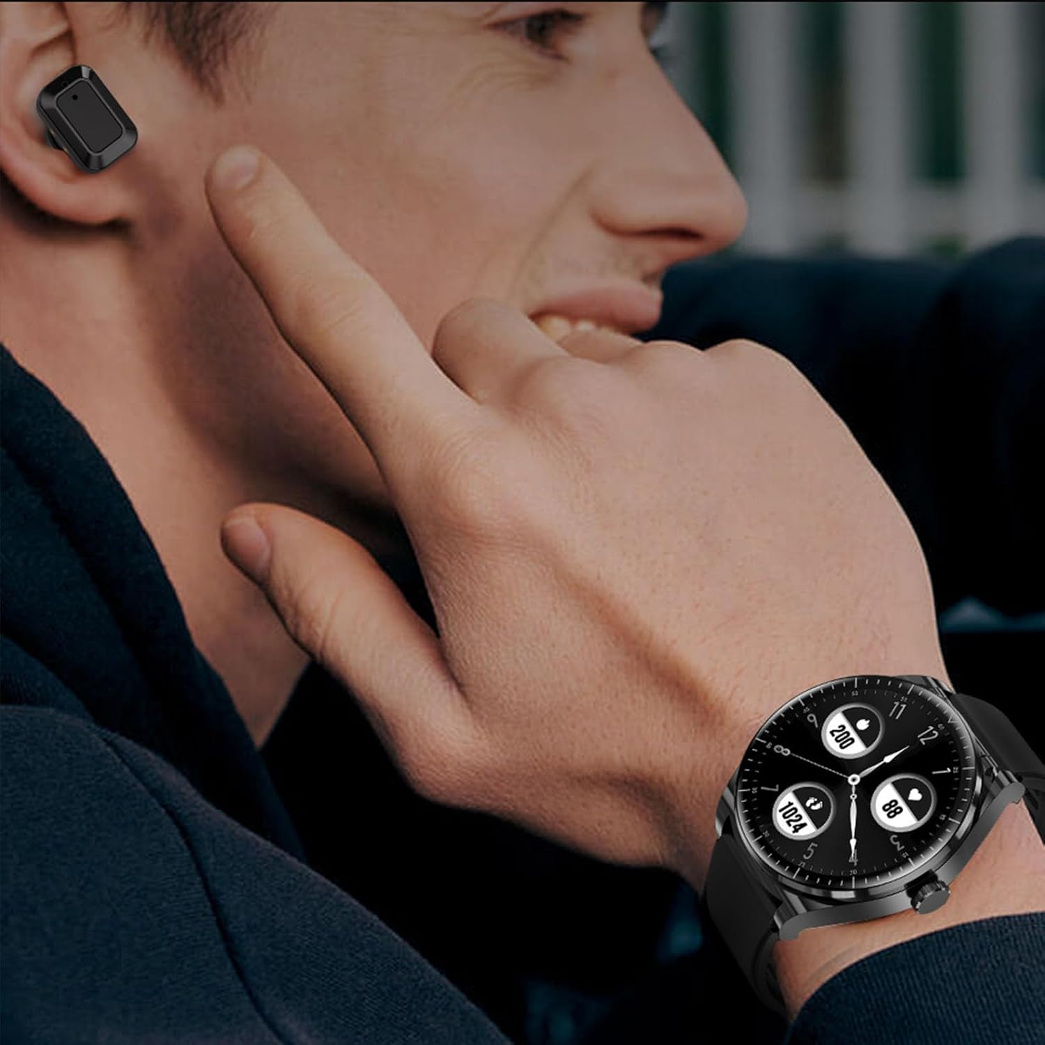Findtime Smart Watch 1.53 Inch with Bluetooth Wireless Earphones