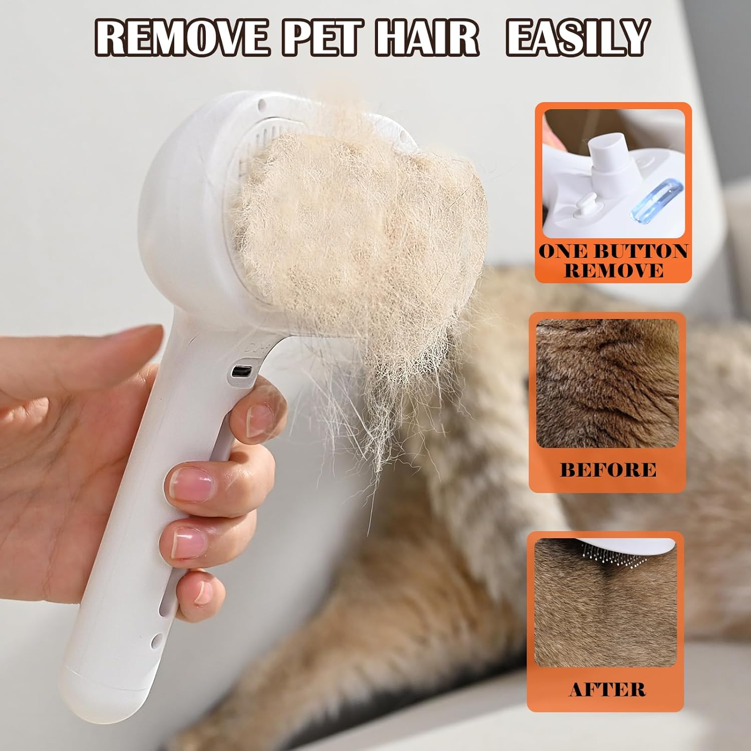 Steam Grooming Brush for Cats and Dogs - 3 IN 1 Spray Brush