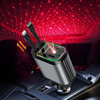Thumbnail for 4-in-1 - Retractable Car Charger with Starry Light 120 Watt Fast Charger IOS and Android