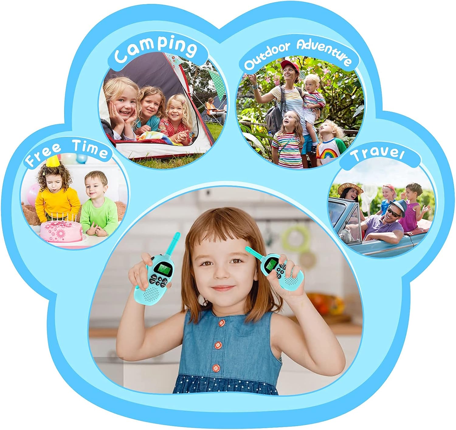 ULEWAY Walkie Talkie for Kids Rechargeable Radio 3km Range, Boy Girl Toy 4-12 Years 16 Channels, Walky Talky for Outdoor Adventure, Camping, Hiking 2 Pieces Pink Blue