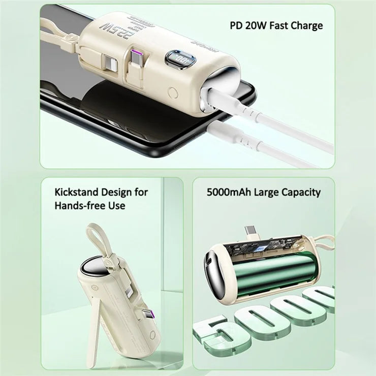 Emergency 5000mAh Power Bank 22.5W Fast Phone Charger