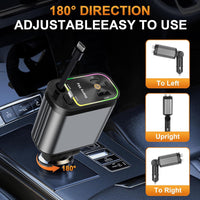 Thumbnail for 4-in-1 - Retractable Car Charger with Starry Light 120 Watt Fast Charger IOS and Android