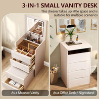 Thumbnail for Vanity Desk with Flip Top Mirror and Lights Makeup Table with 3 Drawers and Stool Storage