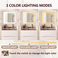 Thumbnail for Vanity Desk with Flip Top Mirror and Lights Makeup Table with 3 Drawers and Stool Storage