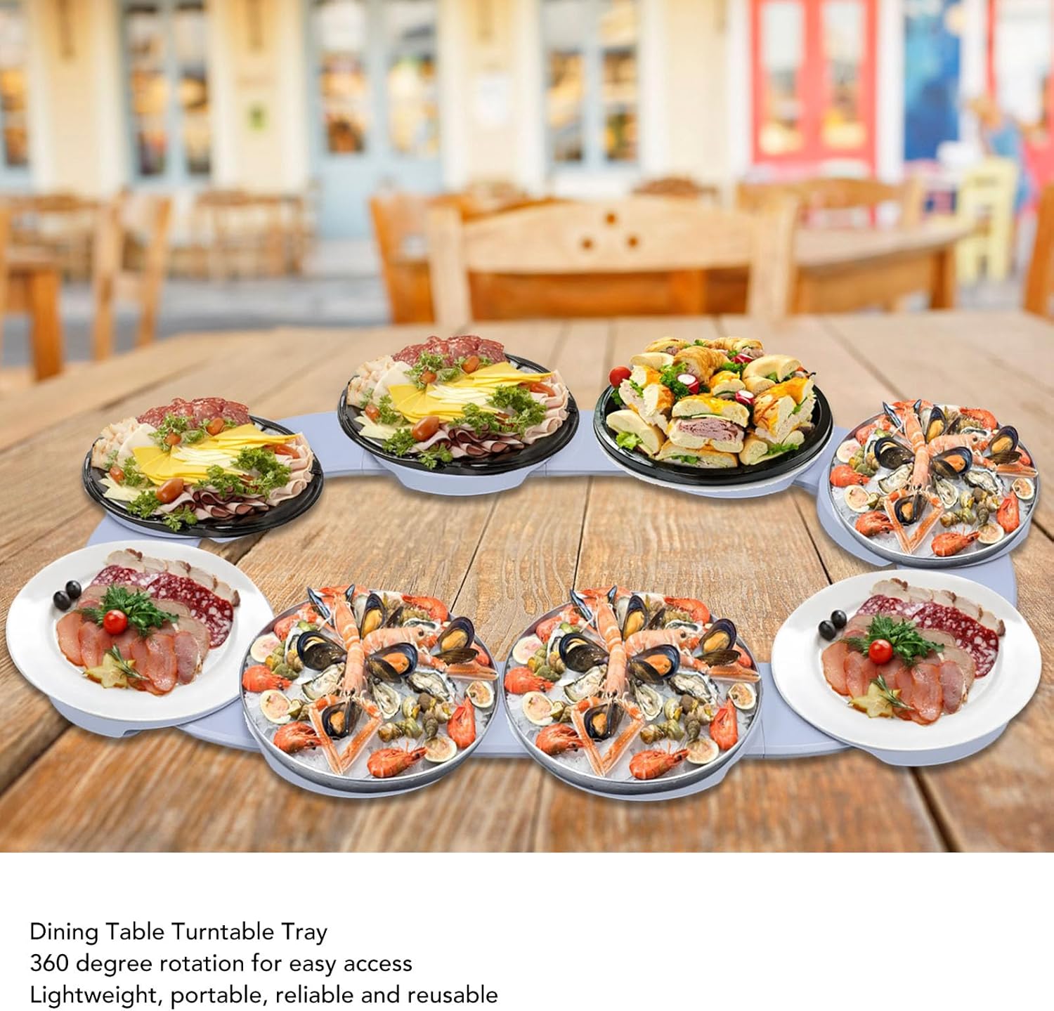 8 Dish Rotating Serving Tray Dining Table Extending Tableware