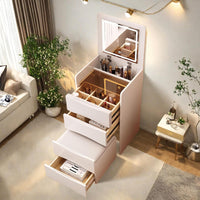 Thumbnail for Vanity Desk with Flip Top Mirror and Lights Makeup Table with 3 Drawers and Stool Storage