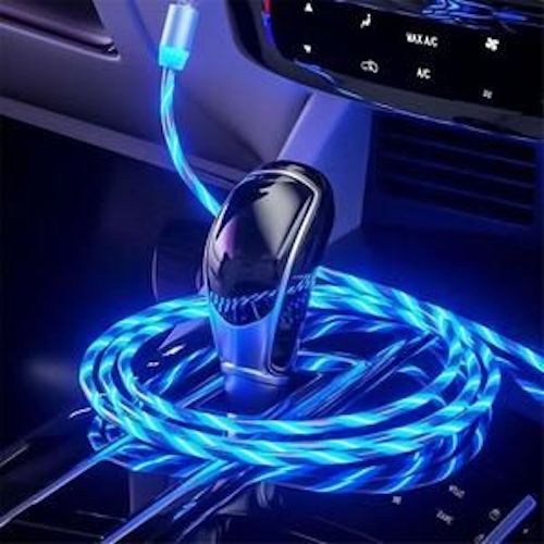 High Quality LED Flowing Magnetic Charger Cable USB 3 in 1 Fast Charging Blue Red Green