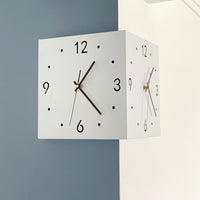 Thumbnail for Limited Edition Sensor LED Time Wall Double Corner Clock White Metal 27 x 27 x 27 cm