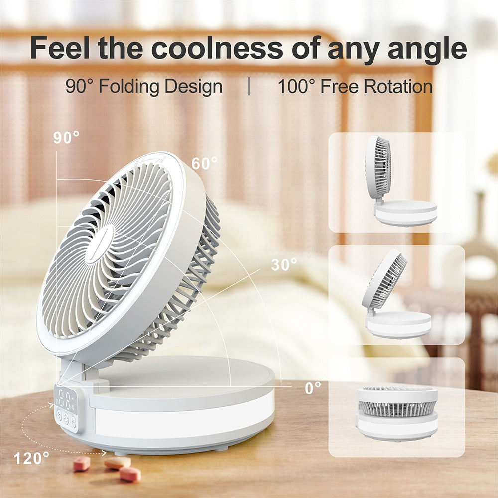 Portable Electric Desktop Fan APP Smart Remote Control Home Air Conditioner LED Night Light Folding USB Rechargeable Mini Fan
