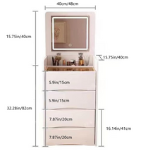 Thumbnail for Vanity Desk with Flip Top Mirror and Lights Makeup Table with 3 Drawers and Stool Storage