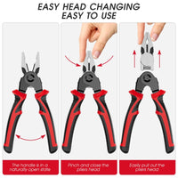 Thumbnail for Multifunctional 5 In 1 Pliers Replaceable Head Wire Stripper Diagonal