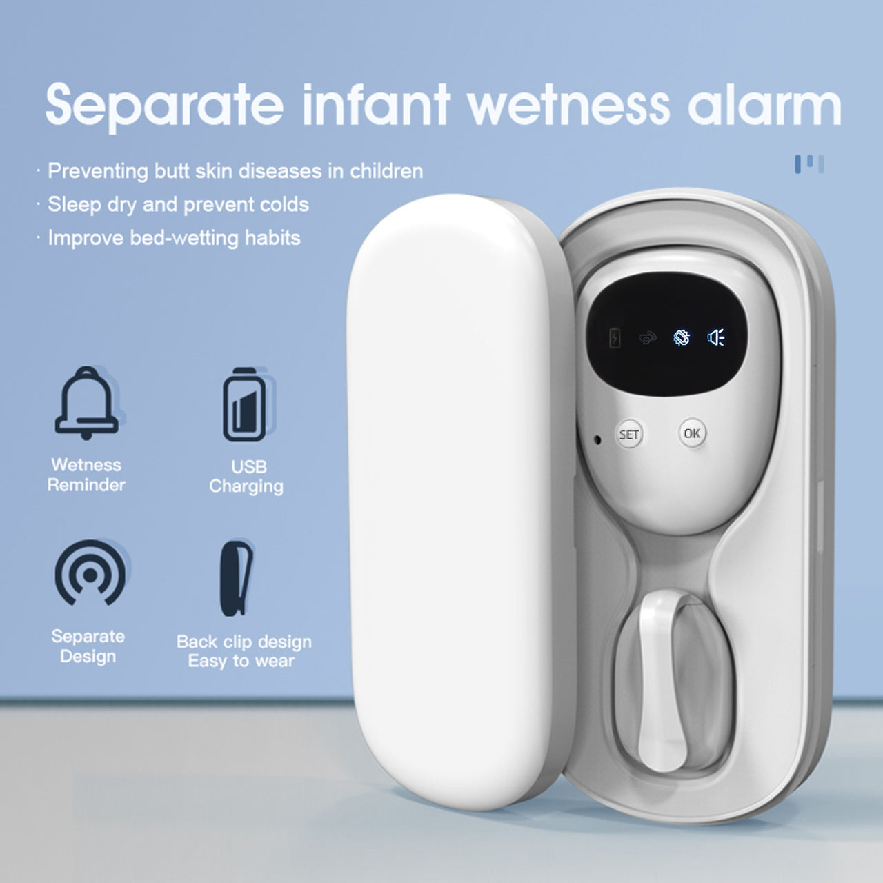 Wireless Bedwetting Alarm Pee Alarm with Receiver Potty Training Elder